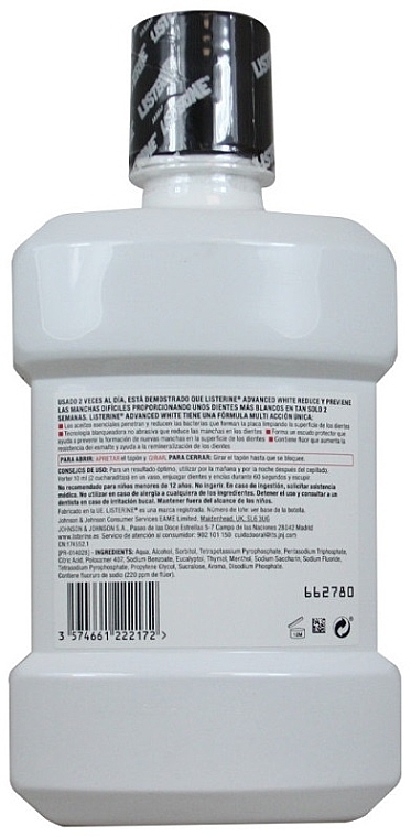 Ополаскиватель - Listerine Advanced White Mouthwash — фото N3