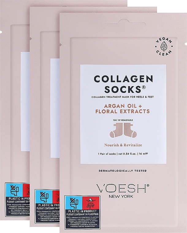 Уход для ног, коллагеновый - Voesh Collagen Socks Trio Argan Oil & Floral Extract — фото N2