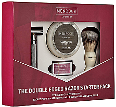 Духи, Парфюмерия, косметика Набор - Men Rock The Double Edge Razor Shaving Gift Set (razor/1pcs + brush/1pcs + blades/5pcs + sh/cr/100ml)