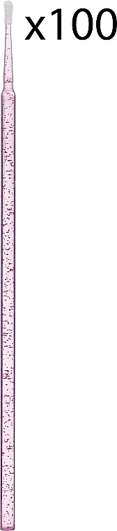 Микроаппликаторы для ресниц, розовый блеск, 100 шт. - Lewer Krystal — фото N2