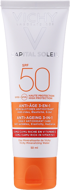 Солнцезащитный крем для лица - Vichy Ideal Soleil Anti-Ageing Care SPF50 — фото N3