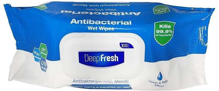 Анибактеріальні вологі серветки, 100 шт. - Aksan Deep Fresh Antibacterial Wet Wipes — фото N1