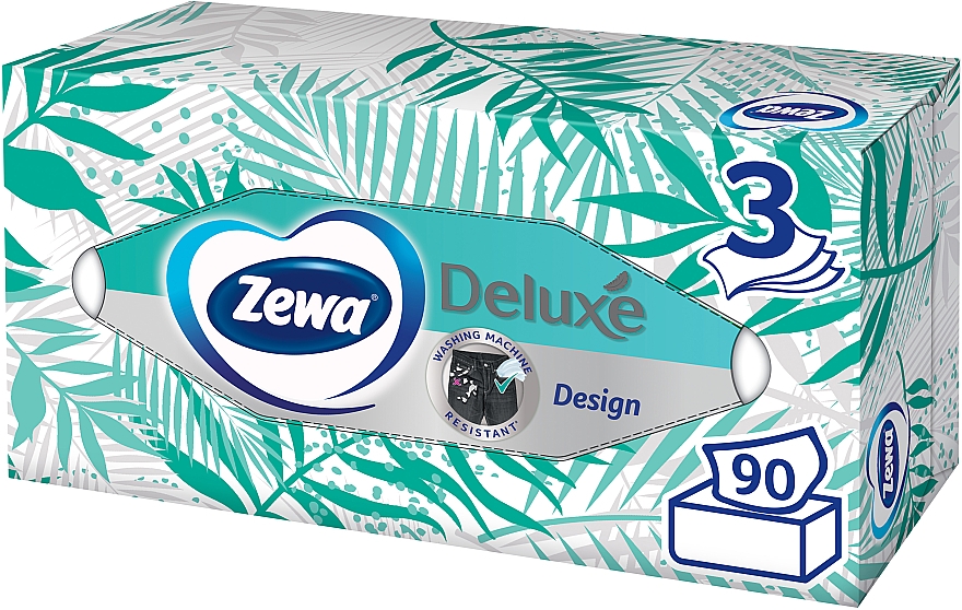 Серветки косметичні тришарові, пальмове листя, 90 шт. - Zewa Deluxe