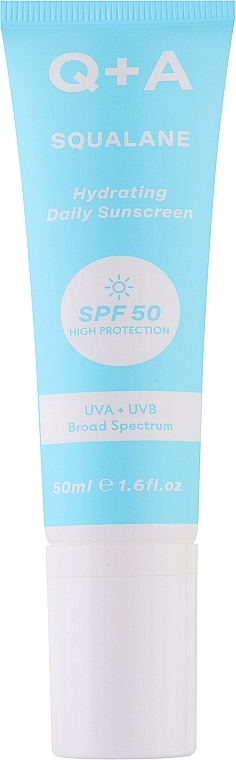 Увлажняющий солнцезащитный крем для лица - Q+A Squalane Hydrating Daily Sunscreen SPF 50 — фото N1