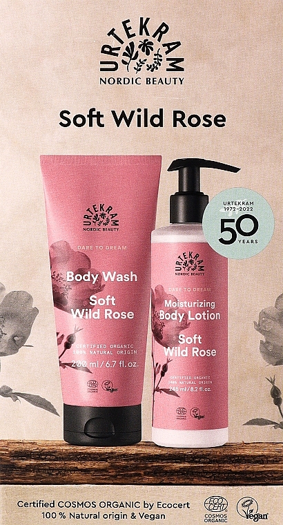 Набор - Urtekram Soft Wild Rose Body Care Gift Box (b/wash/200ml + b/lot/245ml) — фото N1