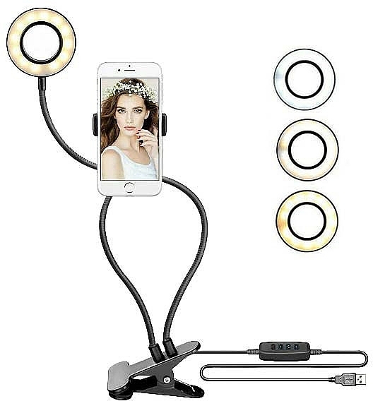 Светодиодная кольцевая лампа - Rio-Beauty Lampa Led + Uchwyt Uniwersalny Ring Selfie Lampka 12w — фото N1