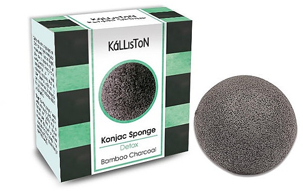 Спонж конняку с углем - Kalliston Konjac Sponge With Charcoal — фото N1