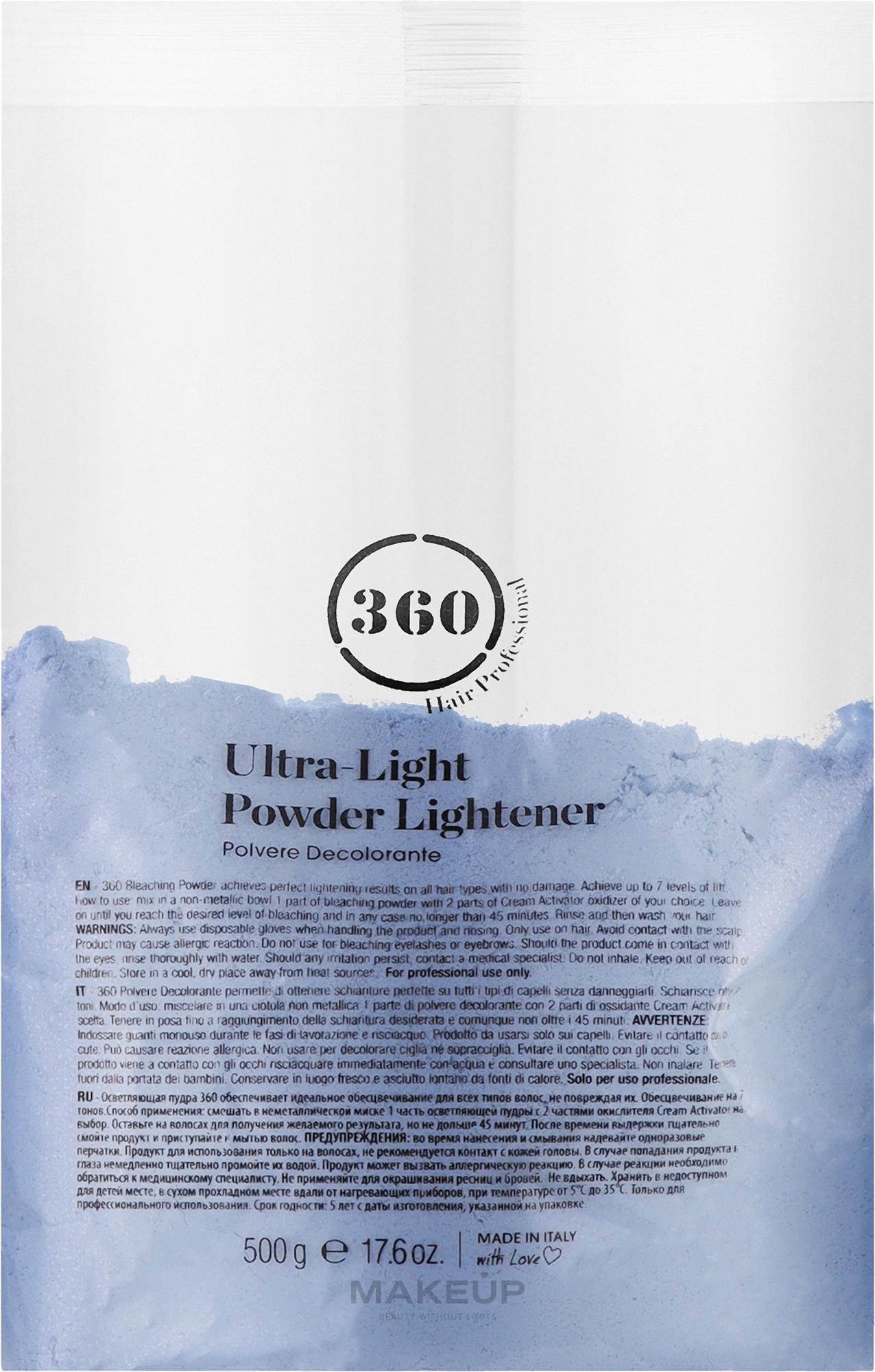 Антижелтая осветляющая пудра для волос - 360 Ultra-Light Powder Lightener — фото 500g