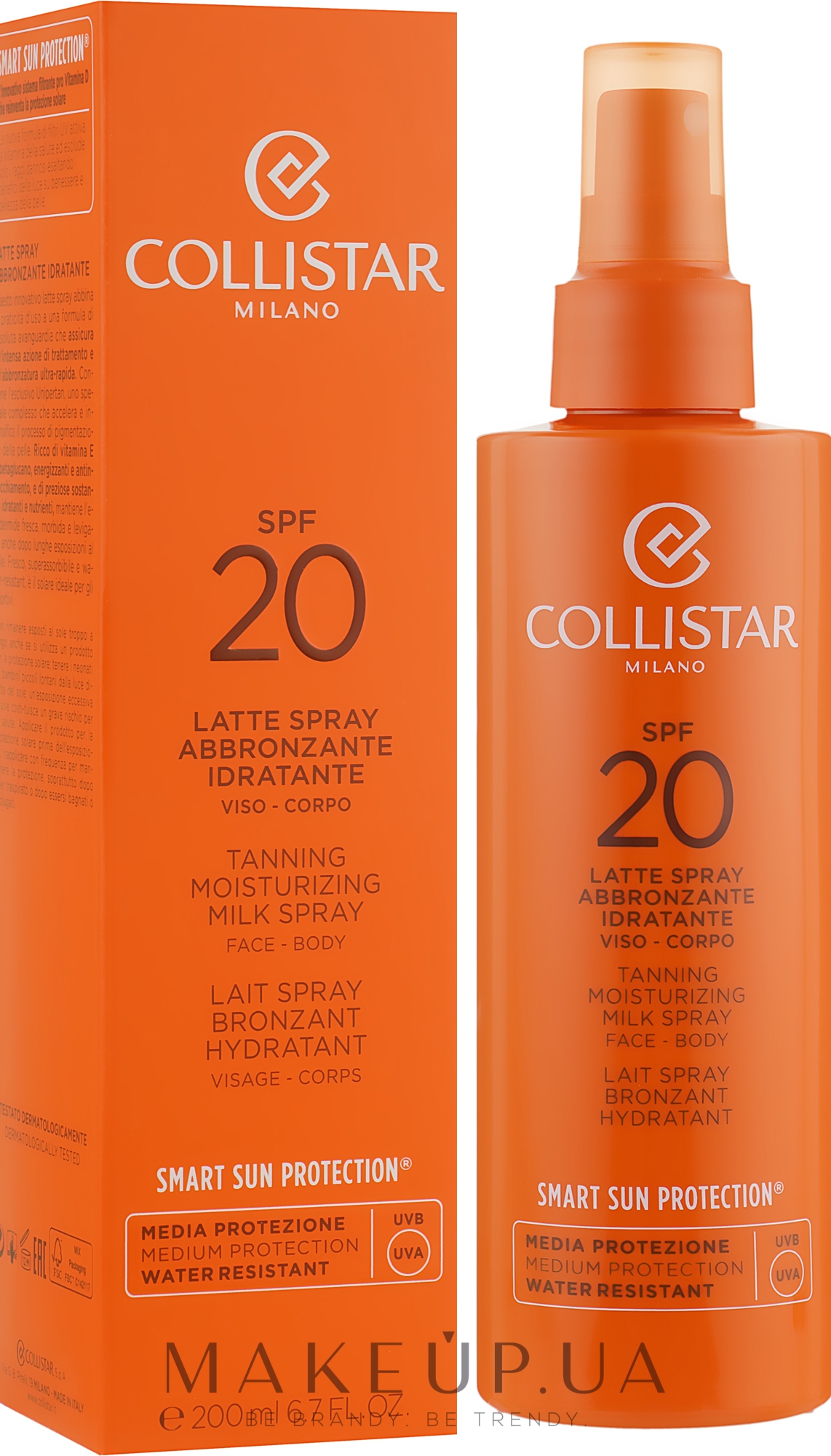 Спрей для загара - Collistar Tanning Moisturizing Milk Spray SPF 20 — фото 200ml