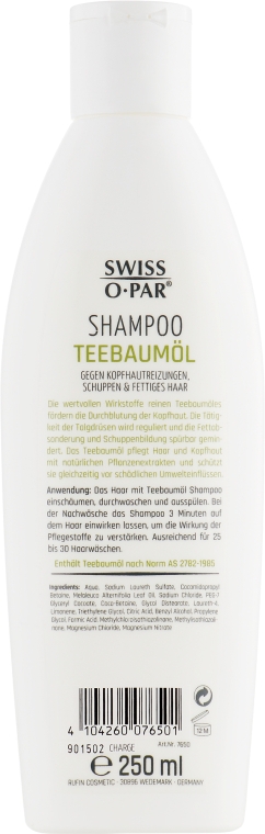 Шампунь з олією чайного дерева для жирного волосся - Swiss-o-Par Shampoo — фото N2