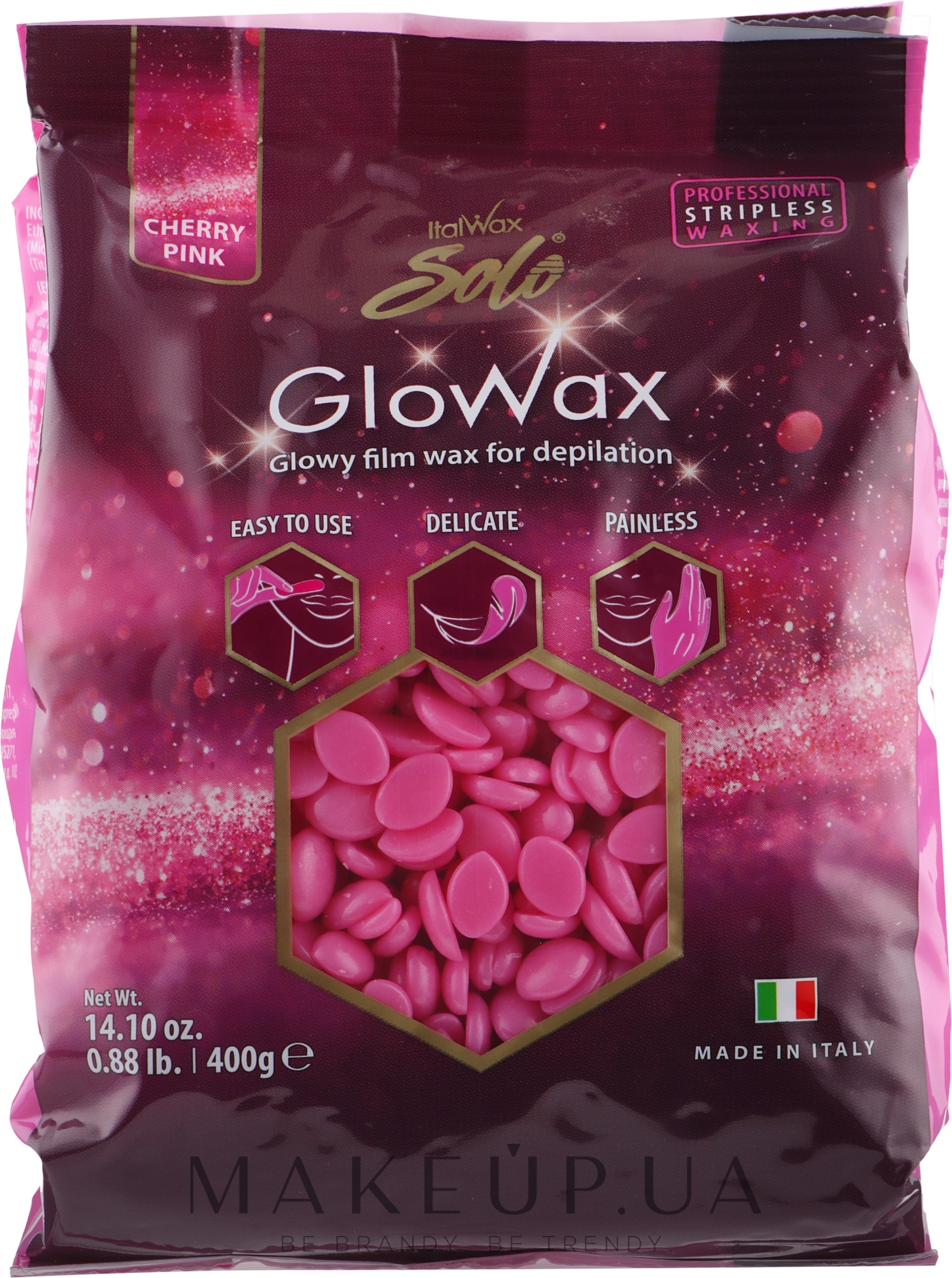 Пленочный воск для депиляции "Розовая вишня" - ItalWax Solo GloWax Cherry Pink — фото 400g