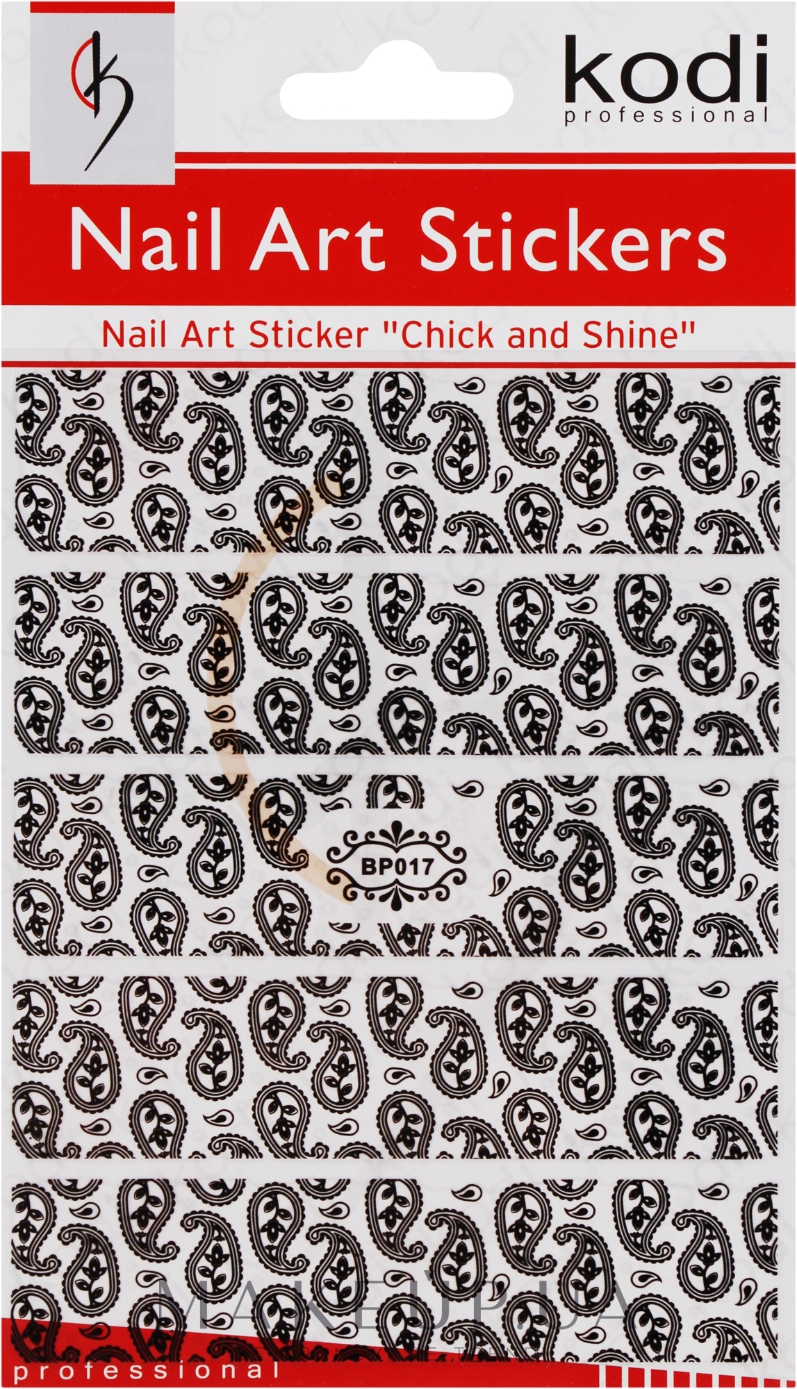 Наклейка для дизайна ногтей - Kodi Professional Nail Art Stickers BP017 — фото Black