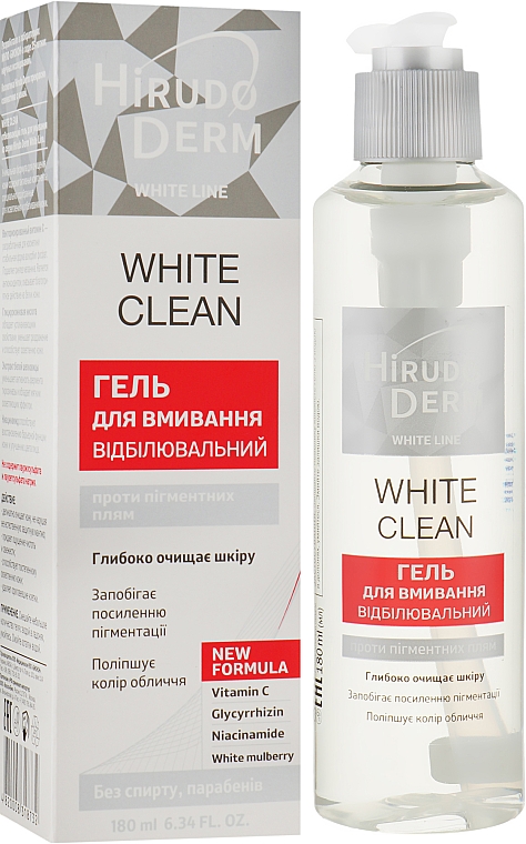 Відбілюючий гель для вмивання - Hirudo Derm White Clean — фото N1