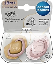 Пустышка силиконовая симметричная "Light Touch Gold", 18+ мес, розовая, 2 шт. - Canpol Babies — фото N3