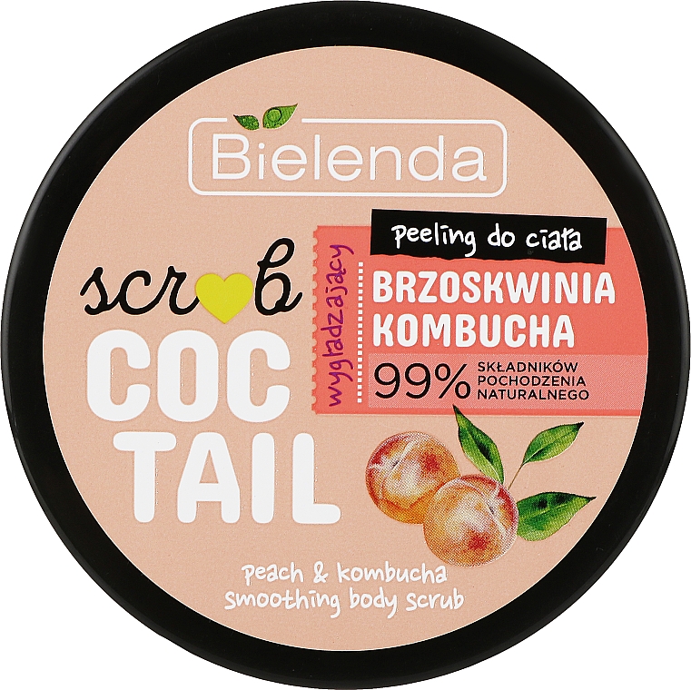 Розгладжувальний цукровий скраб для тіла "Персик і чайний гриб" - Bielenda Scrub Coctail