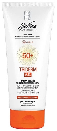 Зволожувальний сонцезахисний крем - BioNike Triderm A.D. Sun Protection Cream SPF 50+ — фото N1