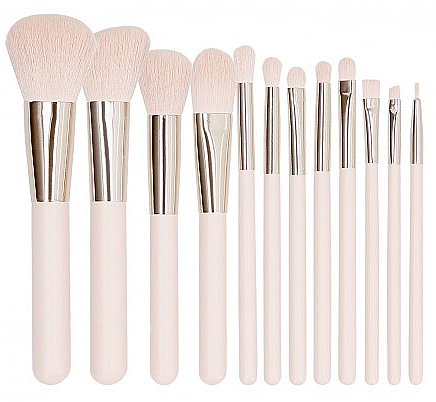 Набір професіональних пензлів для макіяжу, рожевий, 12 шт. - Tools For Beauty Makeup Brush Set Pink
