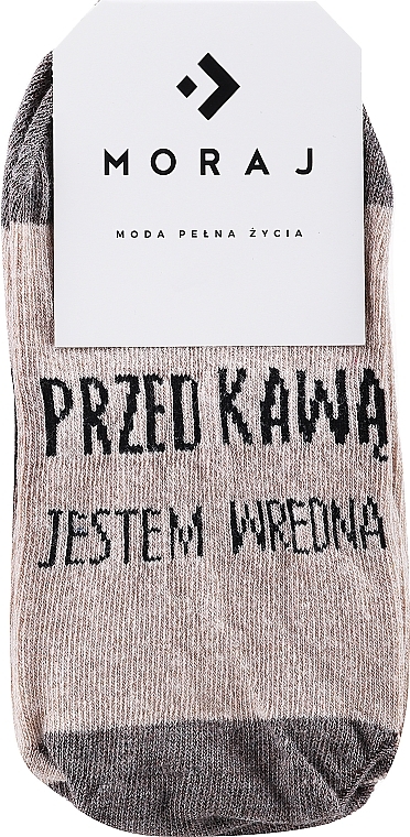 Жіночі шкарпетки з кумедними написами, бежеві - Moraj — фото N1
