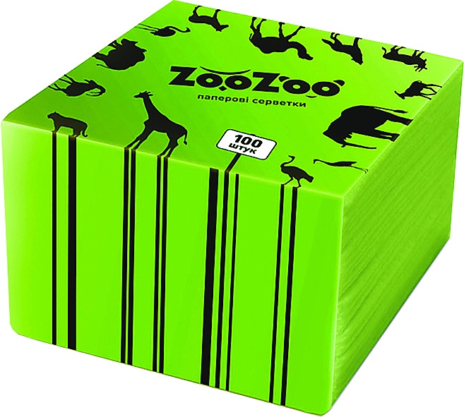 Сухие бумажные салфетки ZooZoo, 100 штук, зеленые - Снежная Панда — фото N3