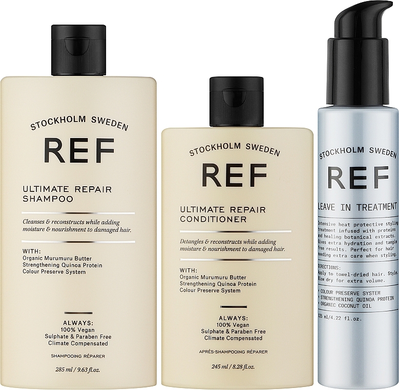 Набір - REF Ultimate Repair Set (h/shampoo/285ml + h/cond/245ml + leave/in/tr/125ml) — фото N2