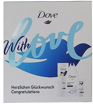 Набор - Dove With Love Body Love Essential Set (sh/gel/250 ml + b/lot/400 ml + h/cr/75 ml) — фото N1