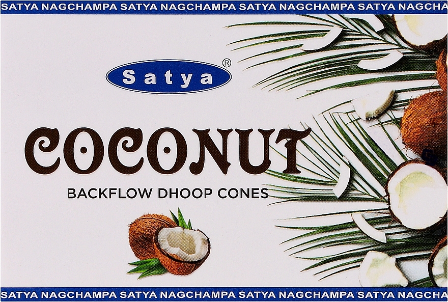 Стелющиеся дымные благовония конусы "Кокос" - Satya Coconut Backflow Dhoop Cones — фото N1