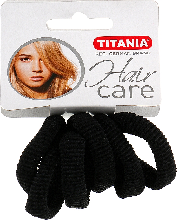 Резинка для волос средняя, черная - Titania — фото N1