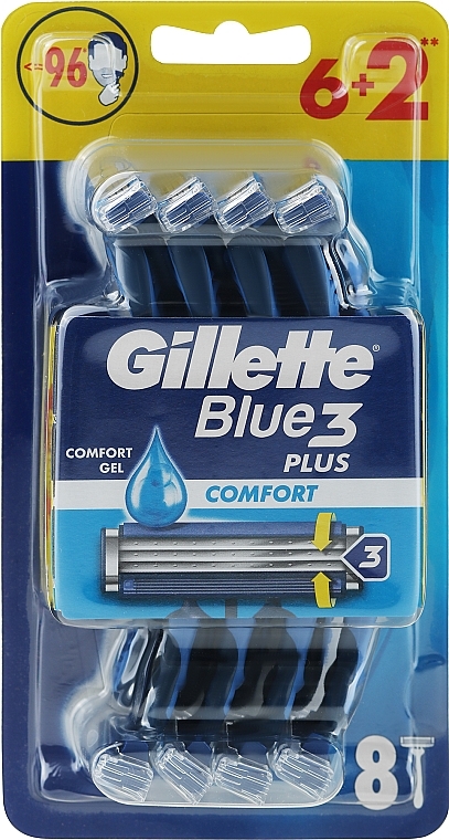 Набор одноразовых станков для бритья, 6+2шт - Gillette Blue 3 Comfort
