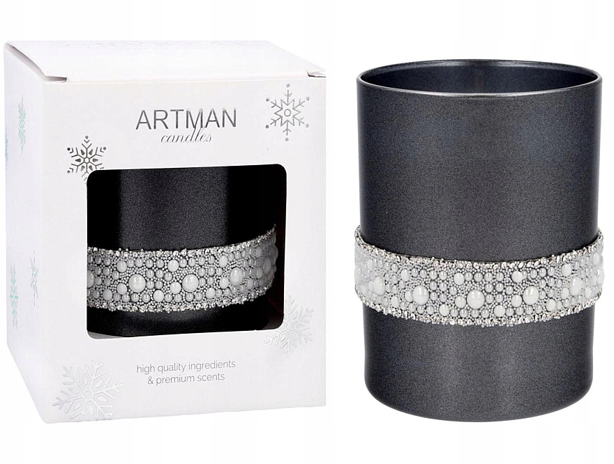 Ароматическая свеча в стакане 8х9,5см, черная - Artman Crystal Glass Pearl — фото N2