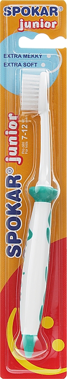 Зубна щітка "J", дитяча від 7 до 12 років, екстрам'яка, з бірюзовою квіткою - Spokar J — фото N1