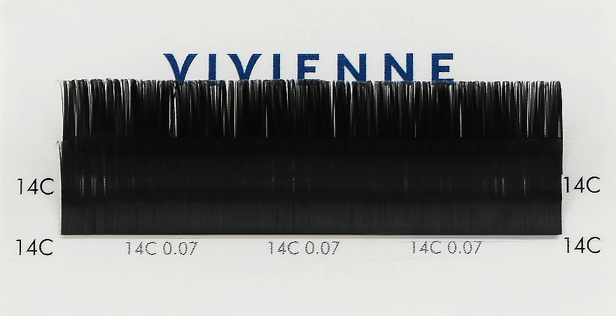 Накладные ресницы "Elite", черные, 2 линии (0,07, C, (14)) - Vivienne — фото N1