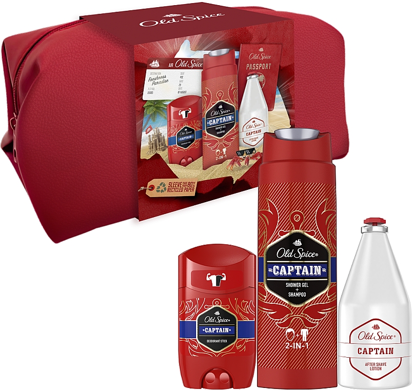 Набор - Old Spice Captain (deo/50g + sh/gel/250ml + ash/lot/100ml + bag) — фото N1