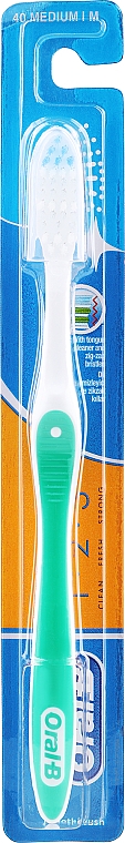 Зубна щітка середня, біло-зелена - Oral-B 1 2 3 Classic 40 Medium — фото N1