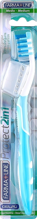 Зубна щітка з ковпачком, блакитна - Farma Line Protect — фото N1