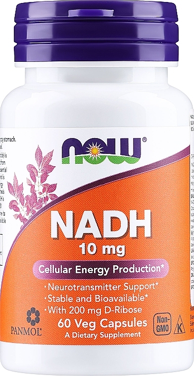 Пищевая добавка "НАДН", 10 мг - Now Foods NADH Veg Capsules — фото N1