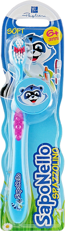 Детская зубная щетка, мягкая 6+, голубая - SapoNello  — фото N1