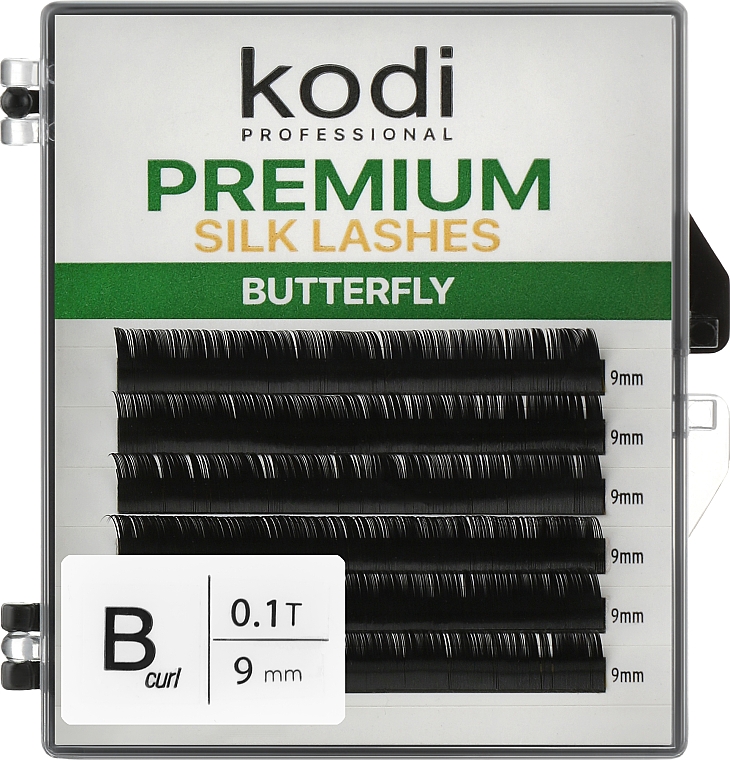 Накладные ресницы Butterfly Green B 0.10 (6 рядов: 9 мм) - Kodi Professional — фото N1