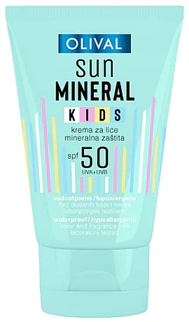 Детский солнцезащитный крем для лица SPF 50 - Olival Sun Mineral Kids Face Cream SPF 50 — фото N1