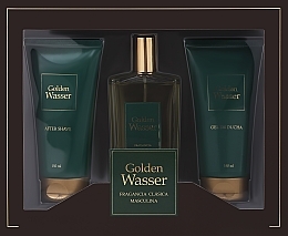 Духи, Парфюмерия, косметика Instituto Espanol Golden Wasser - Набор (sh/gel/150ml + edt/150ml + af/shave/balm/150ml)