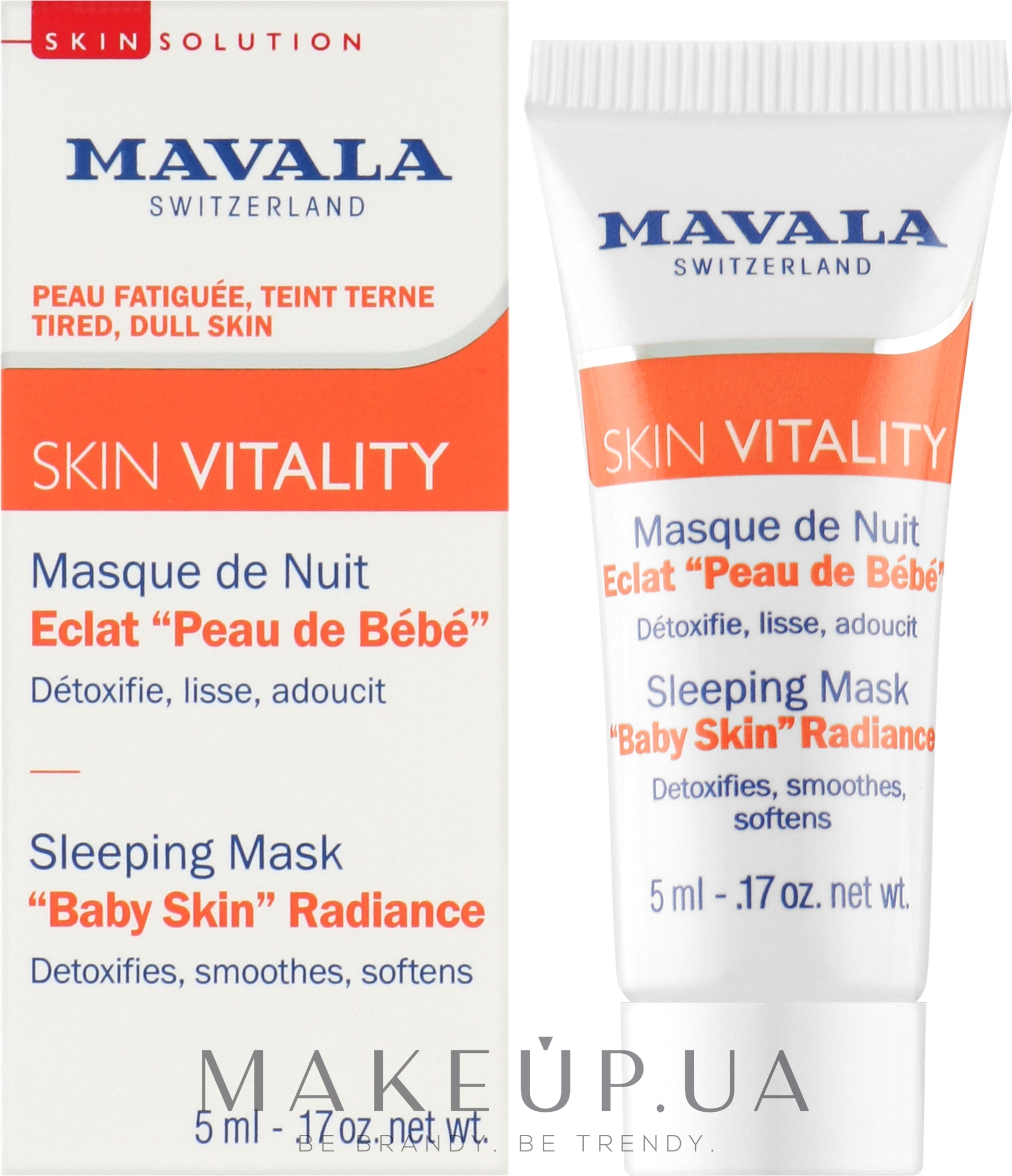 Нічна маска для сяяння шкіри - Mavala Vitality Sleeping Mask Baby Skin Radiance (пробник) — фото 5ml