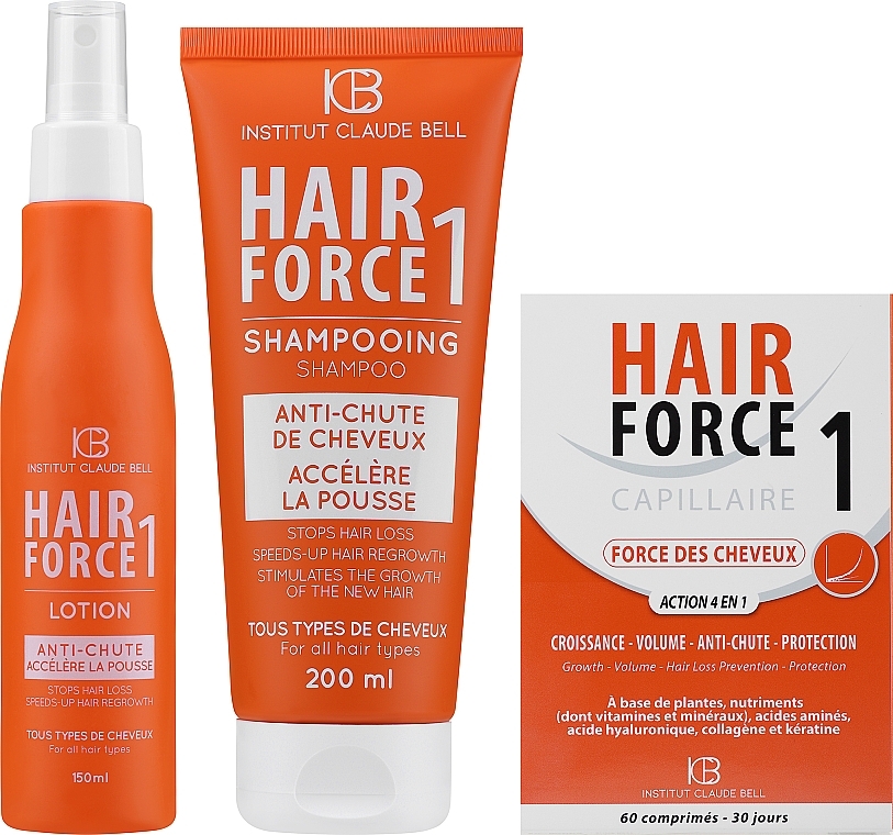 Набор - Institut Claude Bell Hair Force One Full Set (f/sup/60pcs + h/lot/150ml + shmp/200ml) — фото N1