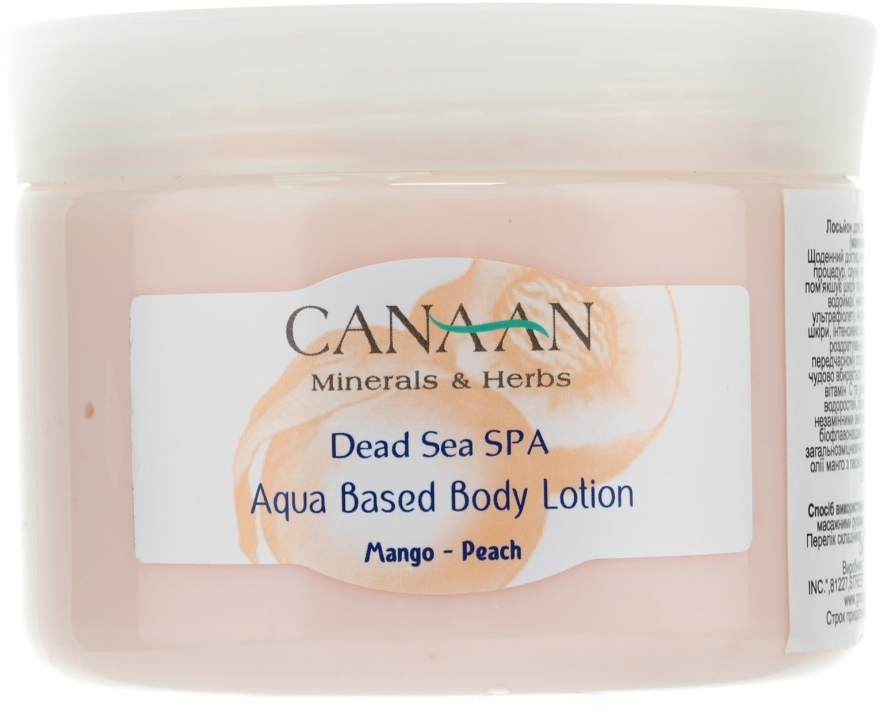 Лосьйон для тіла на водній основі - Canaan Minerals & Herbs Aqua Based Body Lotion Mango-Peach — фото N1