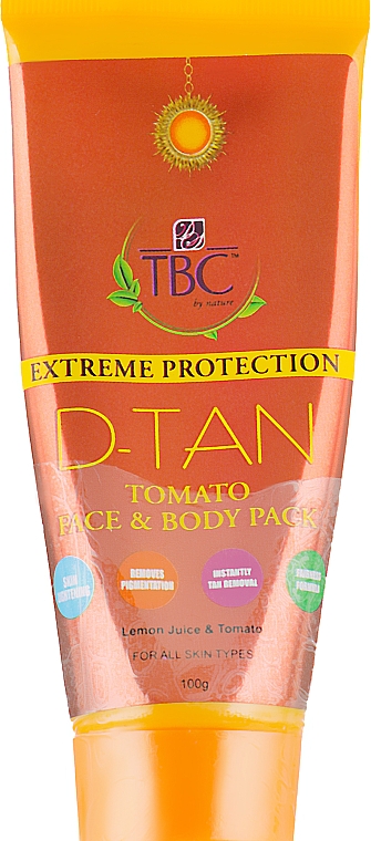Маска для лица и тела с легким осветляющим эффектом - TBC Extreme Protection D-Tan Tomato Face and Body Pack — фото N1
