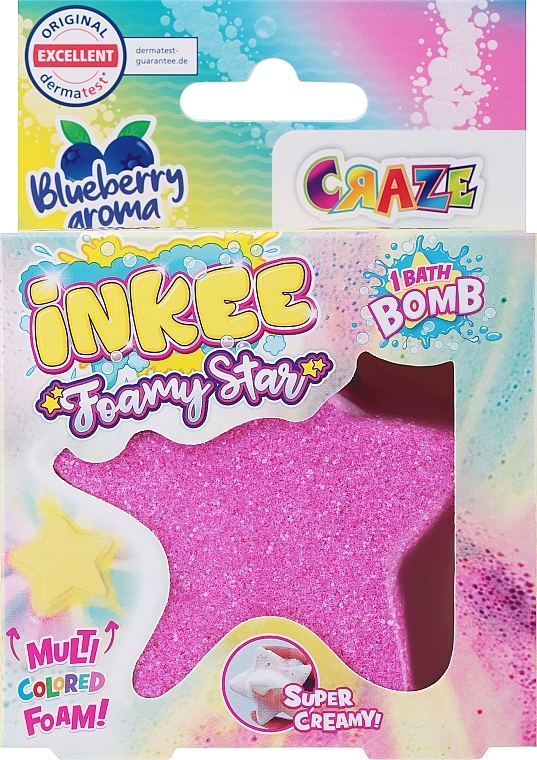 Бомбочка для ванни "Зірка", рожева - Craze Inkee Foamy Star Bath Bomb — фото N1