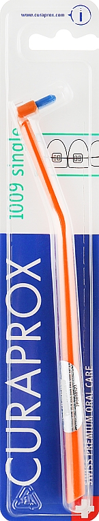 Монопучкова зубна щітка "Single CS 1009", помаранчева - синя - Curaprox