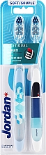 Парфумерія, косметика Зубні щітки м'які, блакитна з кубиками + біла з маятником - Jordan Individual Clean Soft
