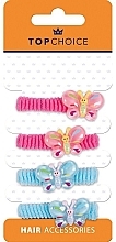 Резинки для волос "Бабочки", 25747, малиновые и голубые - Top Choice — фото N1