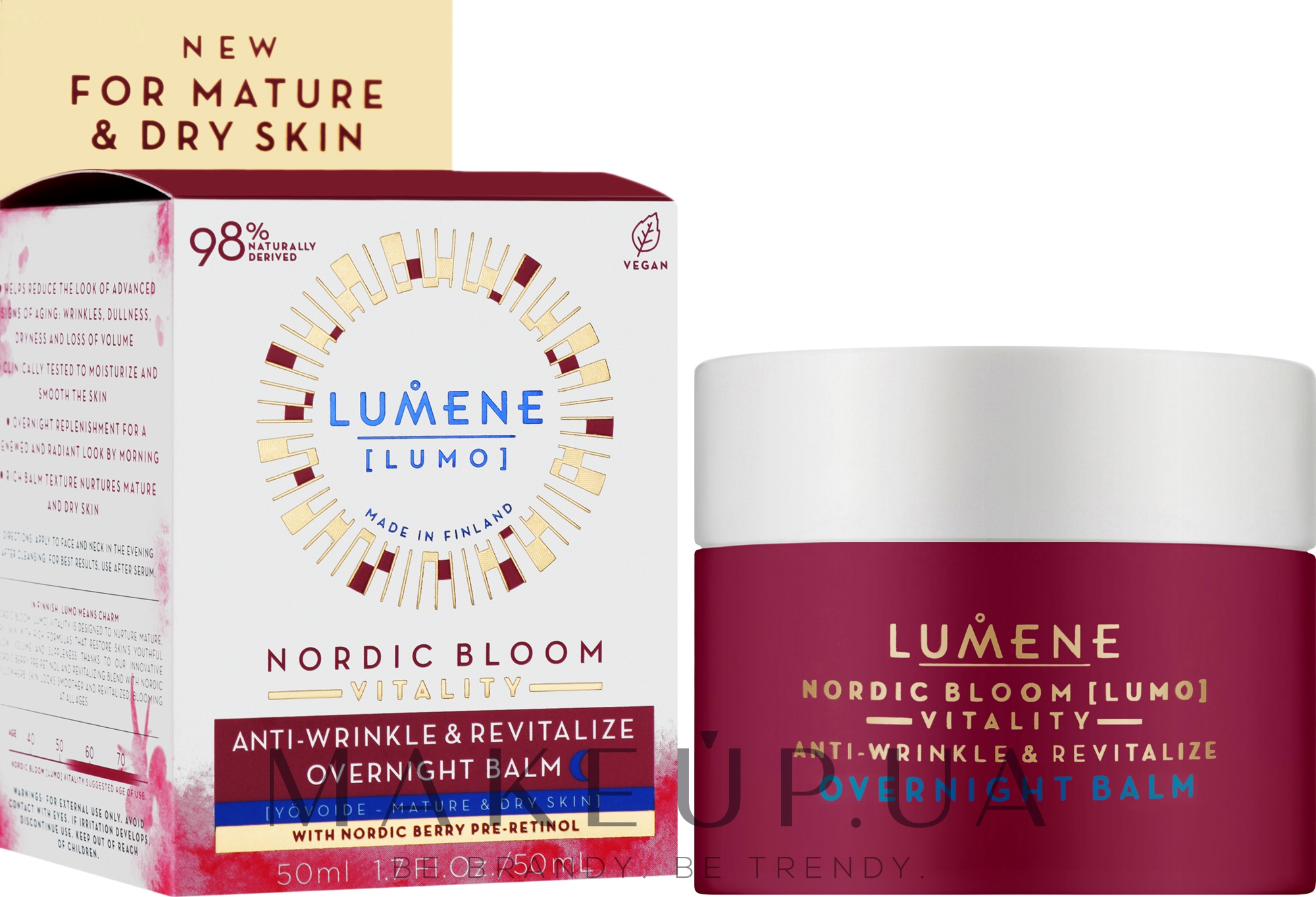 Нічний бальзам для обличчя від зморщок - Lumene Nordic Bloom Vitality Anti-Wrinkle & Revitalize Overnight Balm — фото 50ml