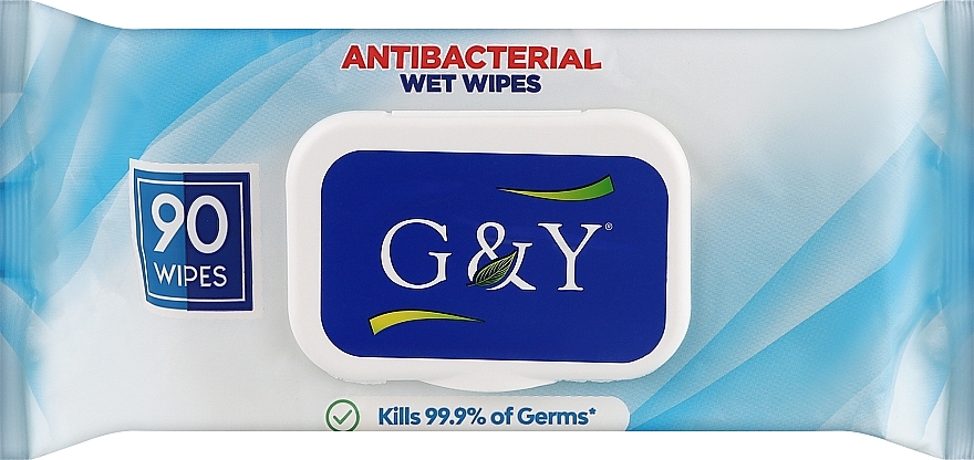 Салфетки влажные дезинфицирующие для рук, с клапаном 90 шт. - G&Y Antibacterial Hand Wipes — фото N1