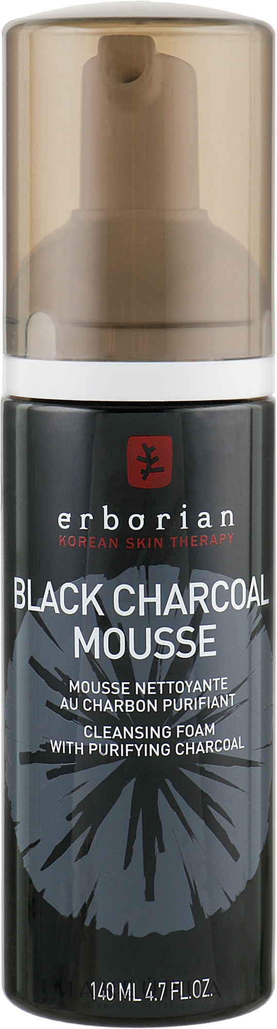 Пінка для очищення обличчя c деревним вугіллям - Erborian Black Charcoal Mouse Cleansing Foam With Purifying Charcoal — фото 140ml